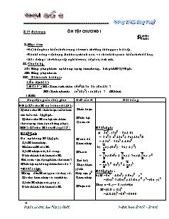 Giáo án Đại số 8 trường THCS Hưng Thủy tiết 19 Ôn tập chương I