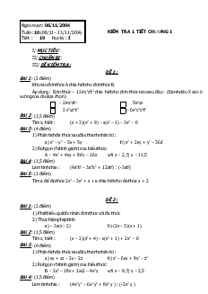 Giáo án Đại số 8 - Tuần 10 - Tiết 19, 20