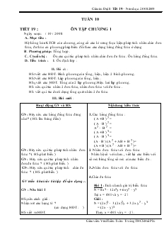 Giáo án Đại số 8 Tuần 10 Tiết 19 Ôn tập chương 1