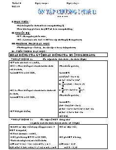 Giáo án Đại số 8 Tuần 10 Tiết 19 Ôn tập chương I (tiết 1)