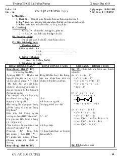 Giáo án Đại số 8 Tuần 10, Tiết 20 - Vũ Hải Đường