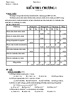 Giáo án Đại số 8 Tuần 11 Tiết 21 Kiểm tra chương I