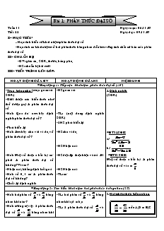 Giáo án Đại số 8 Tuần 11 Tiết 22 Bài 1 Phân thức đại số