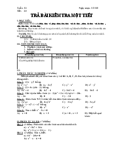 Giáo án Đại số 8 Tuần 12 Tiết 24 Trả bài kiểm tra một tiết