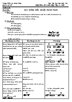 Giáo án Đại số 8 Tuần 13 Tiết 26 Quy đồng mẫu nhiều phân thức