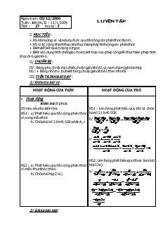 Giáo án Đại số 8 - Tuần 14 - Tiết 27: Luyện tập