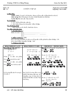 Giáo án Đại số 8 Tuần 14, Tiết 27 - Vũ Hải Đường