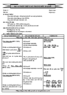 Giáo án Đại số 8 Tuần 15 Tiết 30 Bài 6 Phép trừ các phân thức đại số