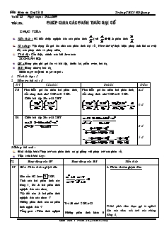 Giáo án Đại số 8 Tuần 15 Tiết 32 Phép chia các phân thức đại số