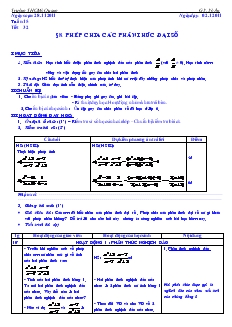 Giáo án Đại số 8 Tuần 15 Tiết 32 Phép chia các phân thức đại số