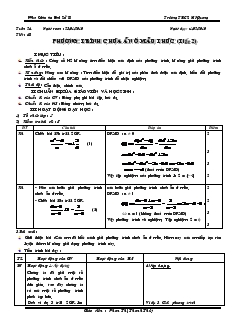 Giáo án Đại số 8 Tuần 24 Tiết 48 Phương trình chứa ẩn ở mẫu thức( tiết 2)