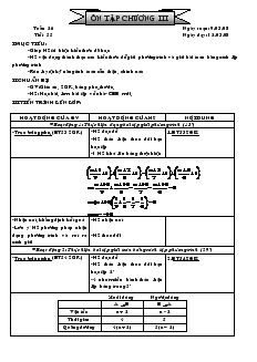 Giáo án Đại số 8 Tuần 26 Tiết 55 Ôn tập chương III