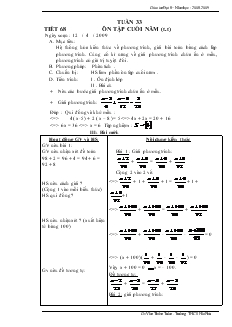 Giáo án Đại số 8 Tuần 33 Tiết 68 Ôn tập cuối năm