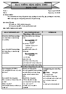Giáo án Đại số 8 Tuần 4 Tiết 6 Bài 4 Những hằng đẳng thức đáng nhớ