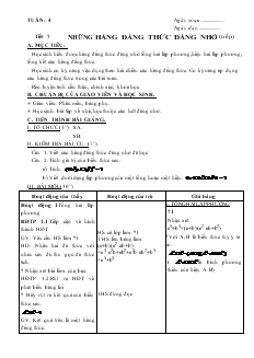 Giáo án Đại số 8 Tuần 4 Tiết 7 Những hằng đẳng thức đáng nhớ( tiếp)