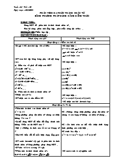 Giáo án Đại số 8 - Tuần 5 - Tiết 09: Phân tích đa thức thành nhân tử bằng phương pháp dùng hằng đẳng thức