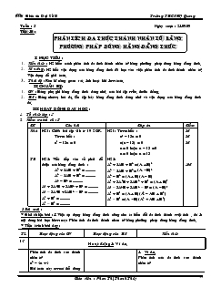 Giáo án Đại số 8 Tuần 5 Tiết 10 Phân tích đa thức thành nhân tử bằng phương pháp dùng hằng đẳng thức