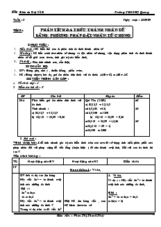 Giáo án Đại số 8 Tuần 5 Tiết 9 Phân tích đa thức thành nhân tử bằng phương pháp đặt nhân tử chung