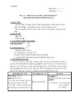 Giáo án Đại số 8 Tuần 6 Tiết 11 Phân tích đa thức thành nhân tử bằng phương pháp nhóm hạng tử