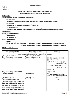 Giáo án Đại số 8 Tuần 6 Tiết 11 Phân tích đa thức thành nhân tử bằng phương pháp nhóm hạng tử