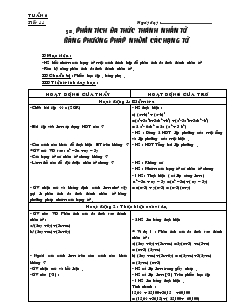 Giáo án Đại số 8 - Tuần 6 - Tiết 11: Phân tích đa thức thành nhân tử bằng phương pháp nhóm các hạng tử