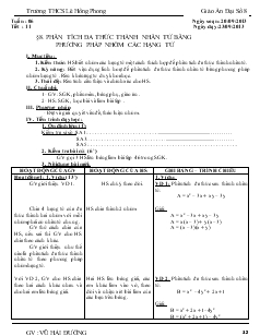 Giáo án Đại số 8 Tuần 6, Tiết 11 - Vũ Hải Đường