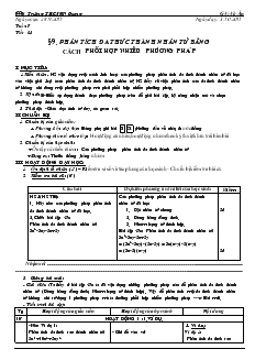 Giáo án Đại số 8 Tuần 7 Tiết 13 Phân tích đa thức thành nhân tử bằng cch phối hợp nhiều phương pháp