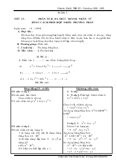 Giáo án Đại số 8 Tuần 7 Tiết 13 Phân tích đa thức thành nhân tử bằng cách phối hợp nhiều phương pháp