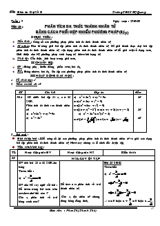 Giáo án Đại số 8 Tuần 7 Tiết 14 Phân tích đa thức thành nhân tử bằng cách phối hợp nhiều phương pháp( tiếp)