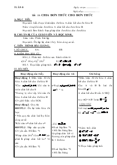 Giáo án Đại số 8 Tuần 8 Tiết 15 Chia đơn thức cho đơn thức