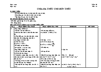 Giáo án Đại số 8 Tuần 8 Tiết 16 Chia đa thức cho đơn thức