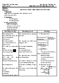 Giáo án Đại số 8 Tuần 9 Tiết 17 Chia đa thức một biến đã sắp xếp