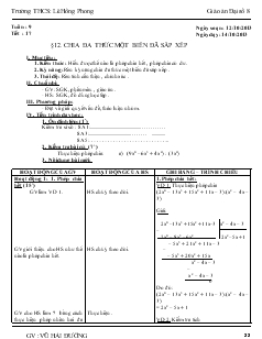 Giáo án Đại số 8 Tuần 9, Tiết 17 - Vũ Hải Đường
