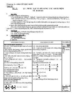 Giáo án Đại số 9: Chương II – Hàm số bậc nhất