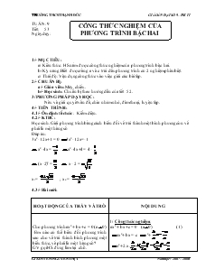 Giáo án Đại số 9 Tuần 27 - Nguyễn Thị Ý