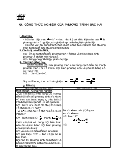 Giáo án Đại số 9 Tuần 27 - Võ Đại Cường