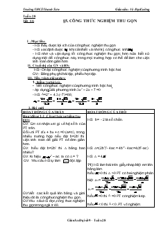 Giáo án Đại số 9 Tuần 28 - Võ Đại Cường