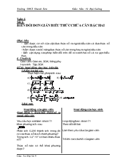 Giáo án Đại số 9 Tuần 5 - Võ Đại Cường