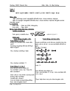 Giáo án Đại số 9 Tuần 7 - Võ Đại Cường