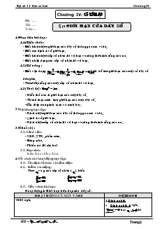 Giáo án Đại sô (ban cơ bản) 11 học kỳ I - Chương IV: Giới hạn