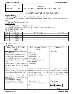 Giáo án Đại số Chương I Phép nhân và phép chia các đa thức Trường THCS Lê Quý Đôn