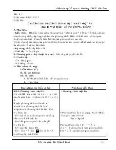 Giáo án đại số học 8 học kỳ II Trường THCS Gio Sơn