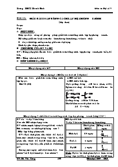 Giáo án Đại số học kỳ II năm 2009 - 2010 - Trường THCS Thanh Bình