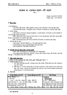 Giáo án Đại số lớp 11 - Bài: Hoán vị, hỉnh hợp, tổ hợp