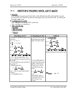 Giáo án Đại số lớp 8 năm học 2004- 2005 Tiết 46 Phương trình chứa ẩn ở mẫu