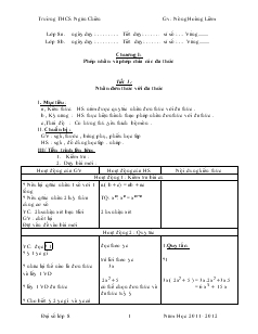 Giáo án Đại số lớp 8 năm học 2011 - 2012 học kỳ I Trường THCS Ngán Chiên