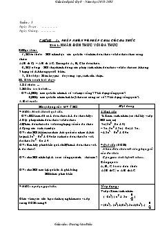 Giáo án đại số lớp 8 năm học 2011- 2012