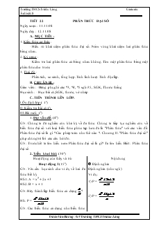 Giáo án Đại số lớp 8 Tiết 22 Phân thức đại số