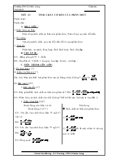 Giáo án Đại số lớp 8 Tiết 23 Tính chất cơ bản của phân thức