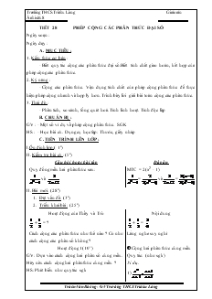 Giáo án Đại số lớp 8 Tiết 28 Phép cộng các phân thức đại số
